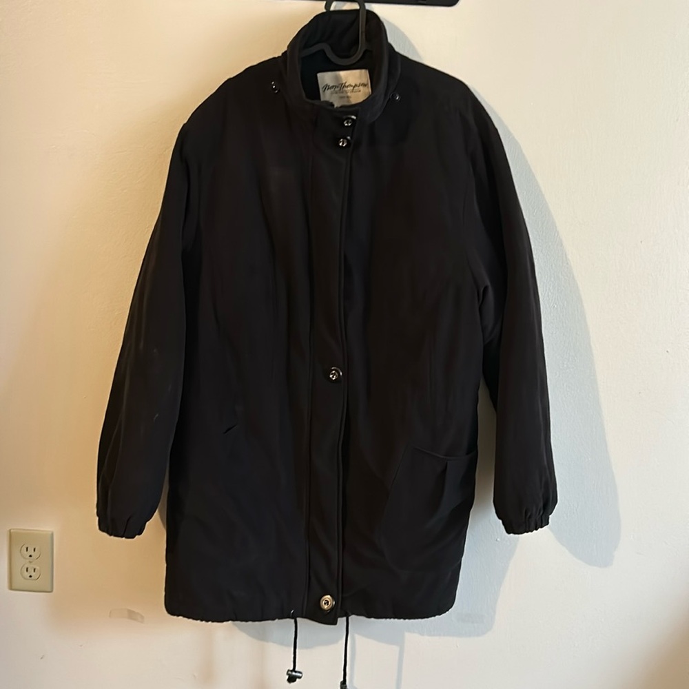 Excellent Norm Thompson Women's Black Zip/Button Closure Poly/Nylon Coat..Plus1X